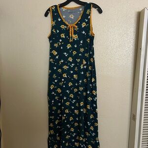 Comfort Code Floral Maxi Dress - Teal and Mustard